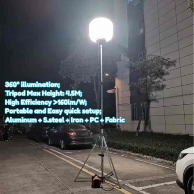 İnşaat Sahaları için Tripod Üzerinde 360° Aydınlatma 60W 100W 120W 320W Parlamasız LED Işık Balonu