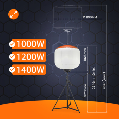 Yüksek Güçlü LED Teleskoplu Işık Kulesi 1400W Balon Dış Kulesi Işıkları Endüstriyel için