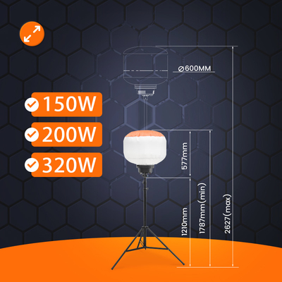 Akü ile çalışan Tekrar Kullanılabilir LED Balonlar 200W 320W Mobil Işık Kulesi Dış Evrenler İçin