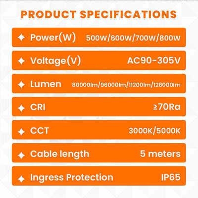 500W-1400W LED Balon Işığı IP65 50000Hrs 360° Omni Kapsama