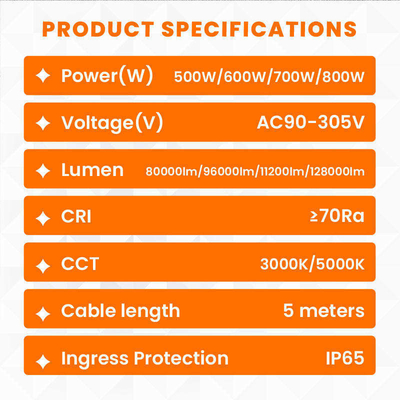 500W LED Balon Işığı IP65 50000Hrs 160lm/W AC90-305V